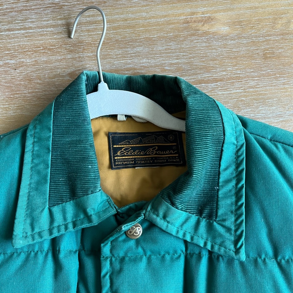 Eddie Bauer vintage green goose down Puffer Jacket - Picture 2 of 3
